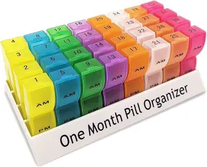 Monthly Pill Organizer 2 Times a Day, 30 Day One Month Pill Box AM/PM, Weekly Pill Holder Pill Case for Vitamins, Fish Oil, Supplements & Medication