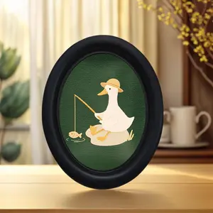 Vintage Art Style Fishing Duck Decorative Home Item, Perfect for Halloween Christmas Thanksgiving Office Wall Decoration Artistic Ornaments