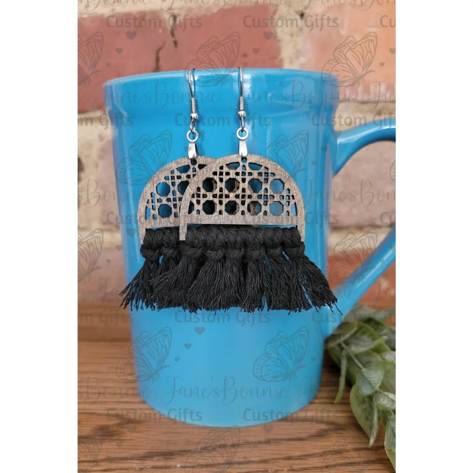 Macrame wood earrings