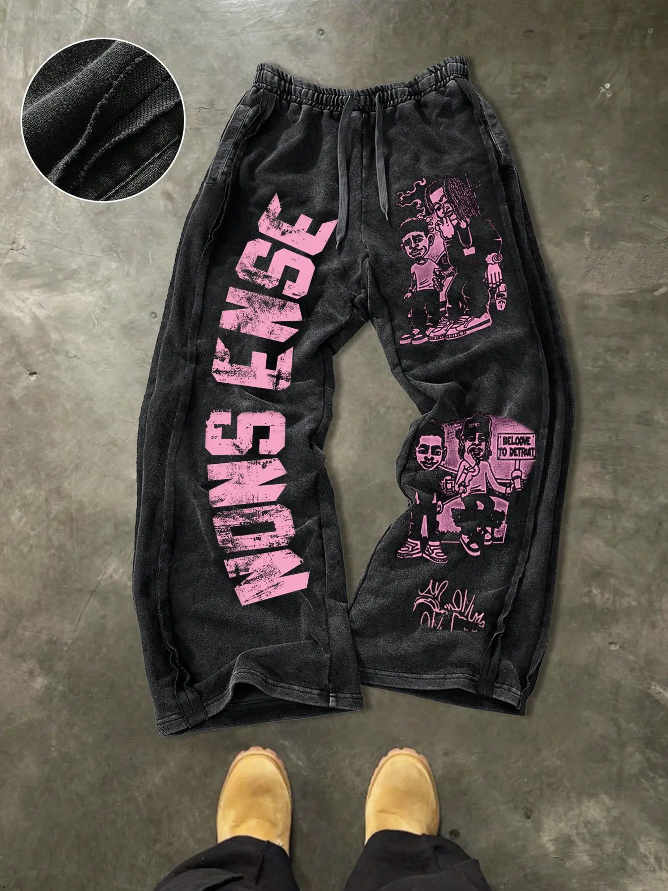 Men's Casual Cotton Sports Pants, Floral Print, Street Style, Drawstring Waist, Ankle Length, Perfect for Outdoor, Parties, Holidays, Graphic Track Pants, Casual Sports Bottoms