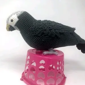 African Grey, crochet posable realistic african grey,custom movable parrot, timneh african grey, pet memory gift plushie, vegan taxidermy