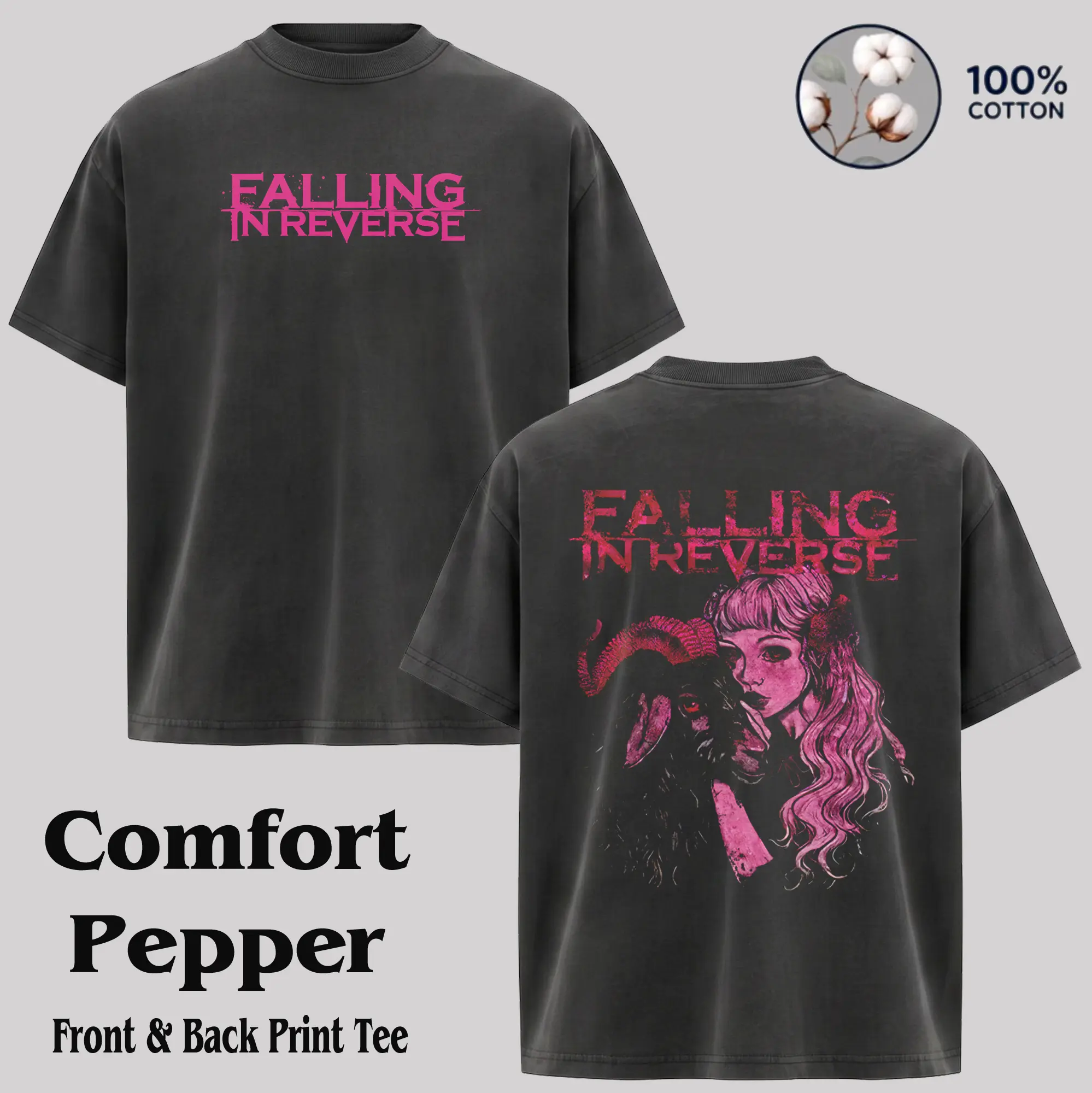 Falling In Reverse Washde Tee Mens Black Classic Rock Metal Tee Merch,metal band shirt, rock tour t-shirt, alternative band merch, trending t-shirt, 90s graphic tee, vintage graphic tee, grunge aesthetic shirt, classic rock merch