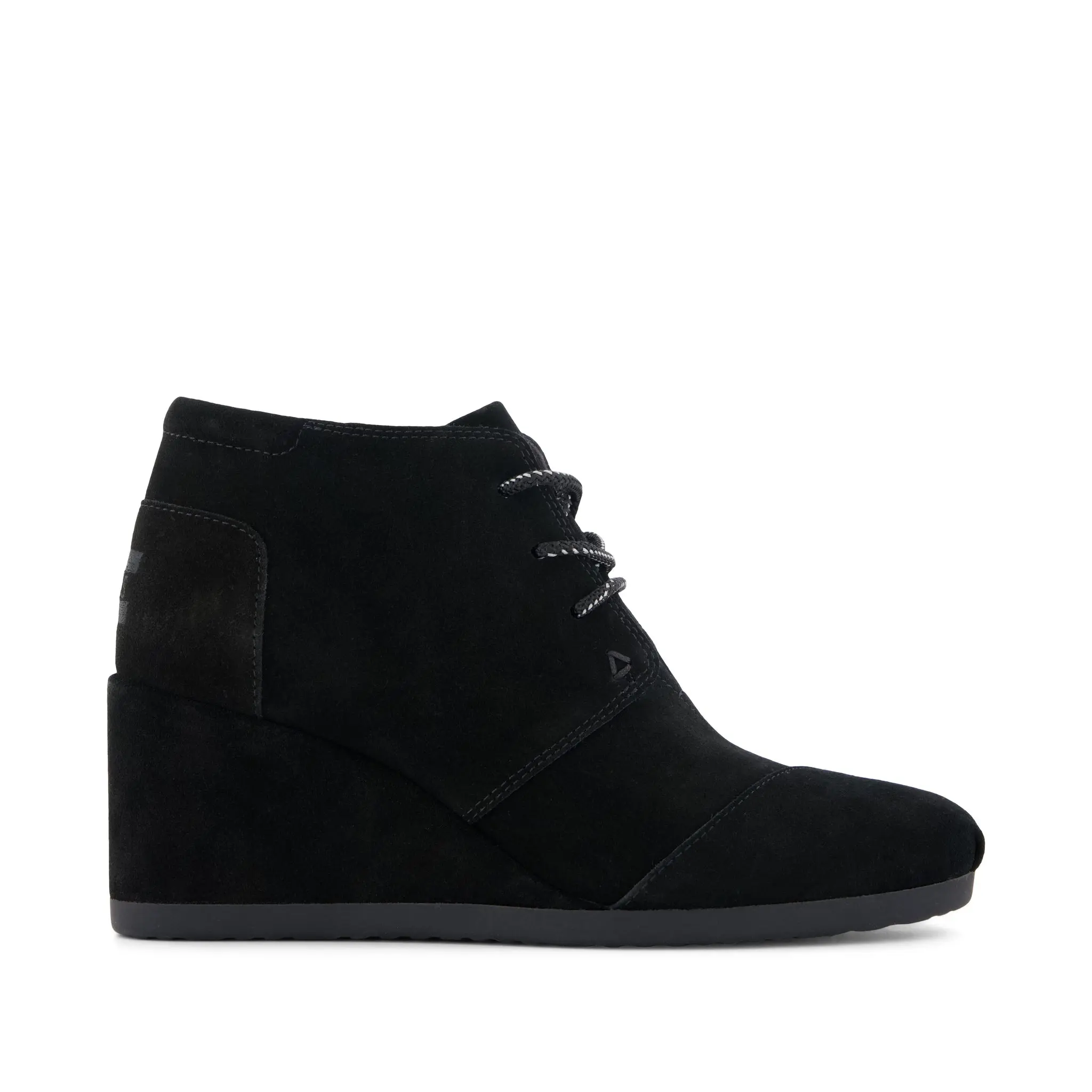 Womens Desert Wedge Ankle Bootie Black Suede