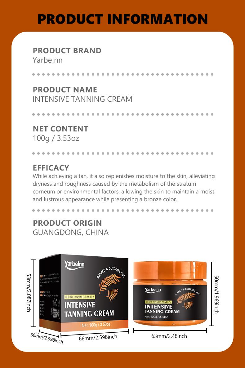 Yarbelnn Self Tanning Cream for Body & Face – Fast Dark Bronzing Lotion, Natural Sunless Tan, Streak-Free, Hydrating Long-Lasting Glow