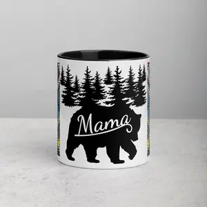 Mama Bear - White Ceramic Mug with Color Inside