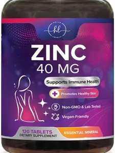 Zinc Supplements for Women and Men - 40mg Supplement for Immune Support, Skin Health Support, & Antioxidant Supplement for Adults, High Potency Zinc Gluconate 40 mg, Non-GMO - Tablets Healthcare Vitamin