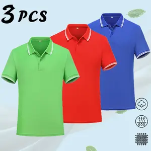 3-Pack Short Sleeve POLO Top Striped Collar Men's Comfortable Breathable Simple Casual Multi-Pack Daily Suit good graphic tees