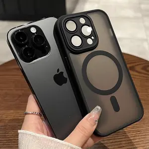 Translucent Original Phone Case For iPhone 16 15 14 11 12 13 Pro Max Plus For Magsafe Magnetic With Lens Protector Matte Cover