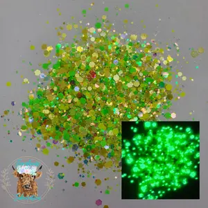 "Frankenstein" GLOW IN THE DARK Custom Mix / Lime Green Chunky Glitter