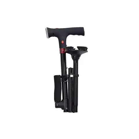 Soulsmart Black 2 Handles Foldable Smart Easy Up Cane with LED Light (2xAAA Batteries Not Included)