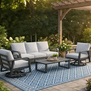 ARCH FR One three-seater sofa + two swivel chairs + one coffee table-LINE2