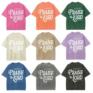Praise The Lord Christian Graphic T-Shirt, Faith Fashion Lover Top, Bible Verse Pattern, Vintage Washed Fabric, Casual And Versatile
