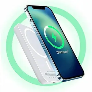 Magnetic Power Bank with Type-C Cable 20W PD Fast Charging Lighting Input Wireless Portable Charger for iPhone 16/15/14/13/12/ All Series-White