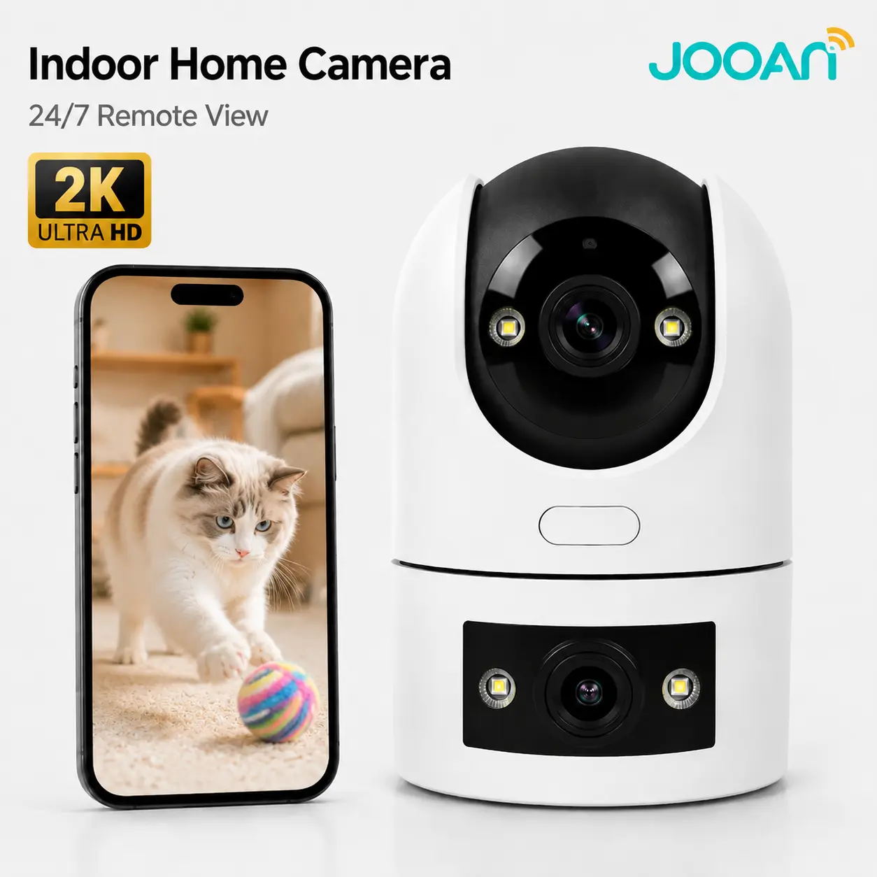 JOOAN W6-U 2K Smart Home Gadgets Security Camera - Dual-Band Wi-Fi, 355° Pan & Tilt, Night Vision, Motion Detection, 2-Way Audio, Micro SD Compatible, 360 Panoramic/Monitoring Security Cameras & Systems, 1-4 Pack Indoor/Outdoor Options
