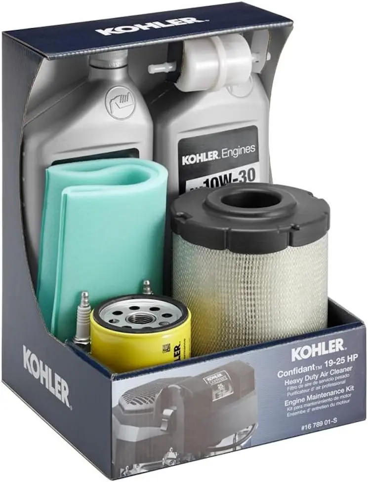 KOHLER 16-789-01-S Genuine Maintenance Kit for Confidant Gas Engines, Auto Fuel System Replacement with Spark Plugs, Includes Filters, Pre-Cleaner, 2 qts of 10W30 KOHLER Oil for Smooth Run