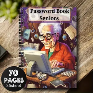 1pc 5.5x8.3inch Vintage Senior Spiral Password Notebook - Retro Internet & Computer Log Book, 1pc, Durable Cursive Binding, Ideal for Home or Office, Colorful Design with Ergonomic Cover for Comfortable Writing, Password Keeper | Vintage Style Notebook