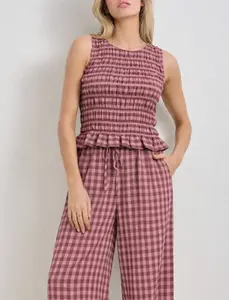 Sorbet Gingham Smocked Top