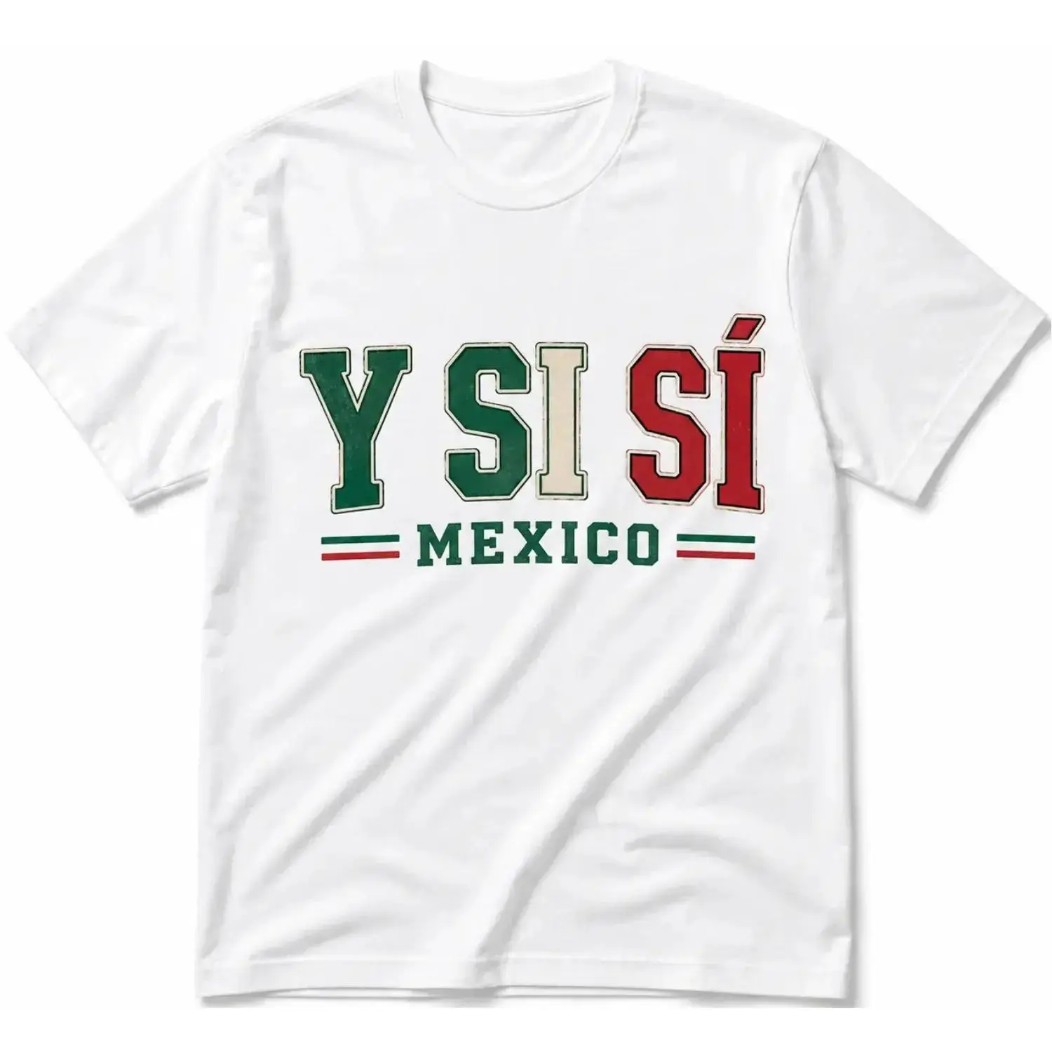 Women's Short-Sleeve Round Neck Cotton T-Shirt, Y SI SÍ Mexico Vintage Graphic Top, Unique Streetwear Casual Wear, Shortsleeve, Crew Neck, Tshirt, All Seasons