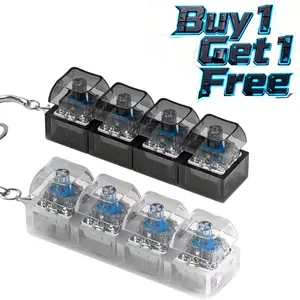 [Buy 1 Get 1 Free] 2-Pack Stress Relief Keyboard Fidget Toy, Loud & Silent Fidget Keychain with LED Lights, Clicker Fidget Keyboard, Boost Focus and Calm Anxiety for Library Office Home