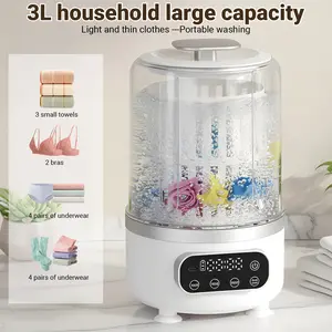 3L Portable Washing Machine,3 In 1 Portable Washer-Dryer Combo, Home Mini Underwear-Specific Washing Machine，3 Modes 3000mAh Laundry Machine for apartments, dormitories, travel, and hotels (White)