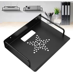 Projector Shelf for Wall, Aluminum Alloy WiFi Router Wall Mount Shelf with Wire Racks, Easy Heat Dissipation Floating Stand Rack Holder Bracket for Game Console, Speaker, Cable Box, DVD Player