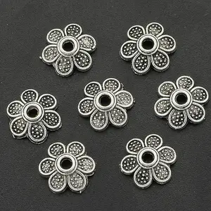 Tibetan Style Bead Caps Set, 100 Pieces, DIY Jewelry Making Supplies, Handmade Craft Materials, Floral Design Base, Ideal for Crafting Projects