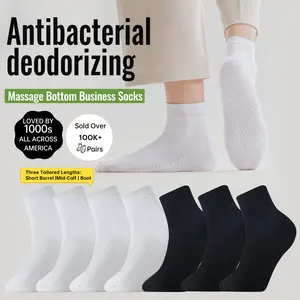 7/12pairs stocking-Mid-Calf Menswear Plain Breathable All-Day WearPremium Cotton Ankle Socks Seams Non-Binding Comfort Antibacterial Deodorizing for Man Plain