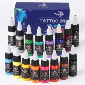 Yikexuanli Tattoo Ink Collection, 16 Vibrant Colors 15ml Each Alcohol-Free Body Makeup for Body Arts, Enhances Artistic Potential forOutlines & Shading