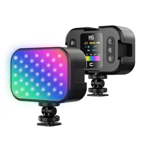 KraftGeek Pocket RGB Lights, Full Color LED Light, Adjustable Hue & Brightness, LCD Screen, 2000mAH Battery