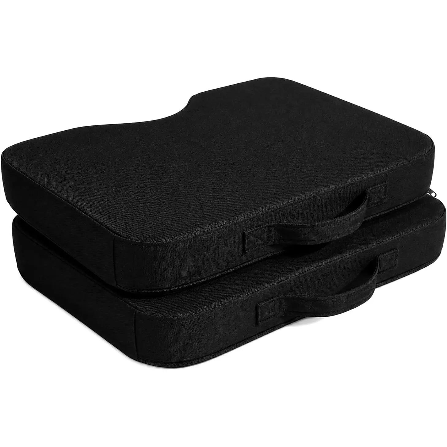 Multi-Functional Stadium Seat Cushions - 2.5" Bleacher Cushions for Adults, Made from Waterproof Oxford Fabric, Zipper Design for Sports Events, Travel, Camping, Chairs (Black 2 Pack)