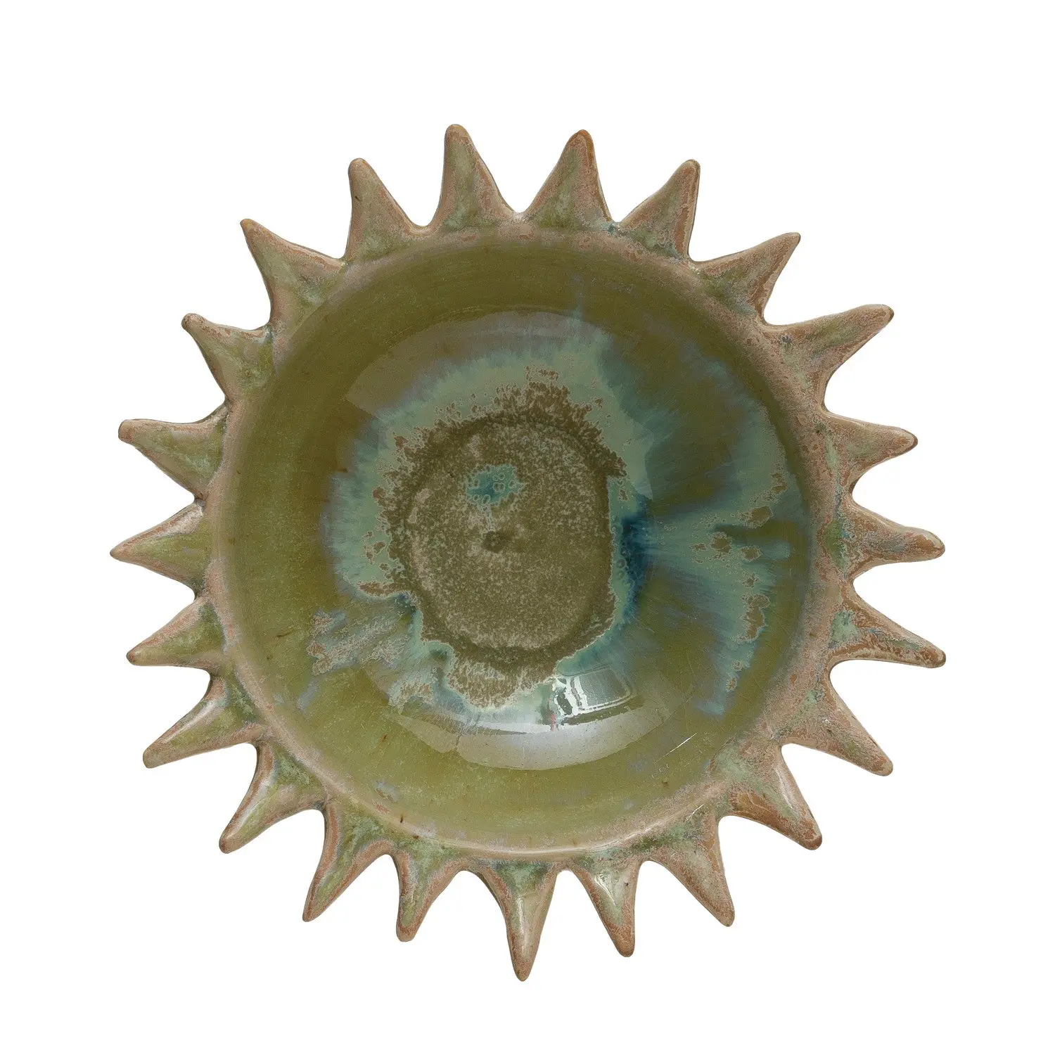 Stoneware Sunburst Organic Shaped Tableware Serving Bowl, Pottery Glaze Decorative Bowl - Ideal for Beach, Beauty-Inspired Settings, Organic Shaped Bowls