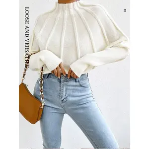 winter outfits for women tops women plus size fashion valentine's day outfit cute clothes for women Cozy Chunky Knit Turtleneck Sweater for Women Batwing Sleeve Oversized Fit Warm Soft Pure Color Pullover Ideal for Everyday Casual Wear Loose and Versatile