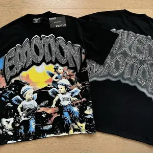 Unisex MIXED EMOTION Vintage Rhinestone Graphic T-Shirt, Y2K Streetwear Oversized Loose Fit Short Sleeve Tee, Summer Casual Round Neck Top for Men Women, Trendy Daily Outfit
