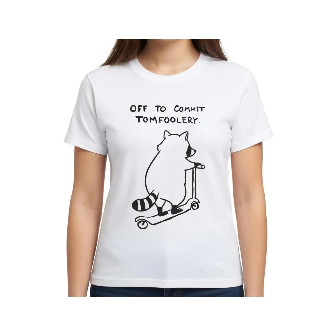 Off To Commit Tom Foolery Shirt - Funny Kids Raccoon Tee - Silly Raccoon On A Scooter Natural Toddler Shirt - Cute Natural Pullover Crewneck Sweatshirt