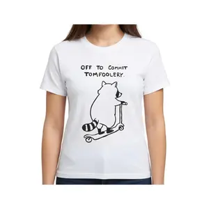 Off To Commit Tom Foolery Shirt - Funny Kids Raccoon Tee - Silly Raccoon On A Scooter Natural Toddler Shirt - Cute Natural Pullover Crewneck Sweatshirt