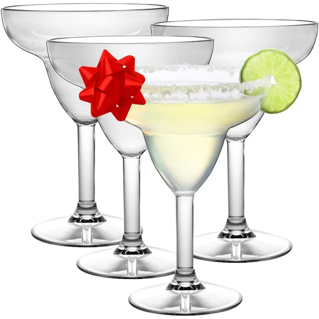 D'Eco Unbreakable Margarita Glasses (Set of 4, 12oz, 100% Tritan Glassware) Drinkware- Great for Hosting & Great Mother's Day Gift