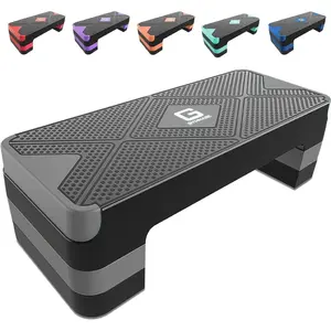 Adjustable Aerobic Stepper 26.5" Step Deck with 4" 6" 8" Adjustable Height Risers Workout Step Platform for Women Home Gym Cardio Fitness