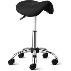 OmySalon Saddle Stool Rolling Chair, Ergonomic Saddle Chair with Swivel Wheels, Adjustable Hydraulic Stylist Cutting Stool for Salon Tattoo Massage Office Medical