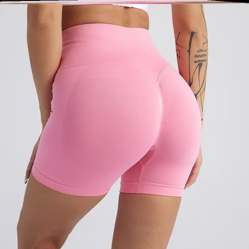Seamless High Waist Shaping Sports Shorts And Lifting Buttocks Fitness Outdoor Gentle Fashionable Sweet Fresh Macaron Colors Suitable for Exercise Running casual chic chic look aesthetic