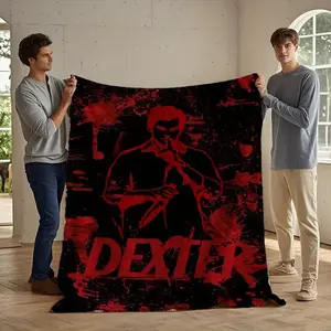 Dexter TV Series Theme Print Flannel Blanket - Soft and Warm, Suitable for All Seasons, Suitable for Sofas, Bedrooms, Offices