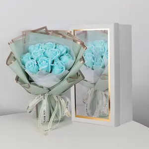 Festive Gift Soap Flower Bouquet Box for Women, Blue Rose Scented Soap Flowers, Perfect Present for Girls, Elegant Gift Packaging, Beautiful Gift Box, Gift Boxes