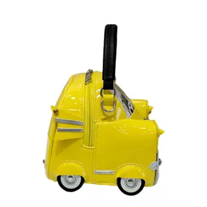 Chic Pink Car-Themed Crossbody Bag with Zipper Closure  Cute Animal Print Shoulder Handbag for Women, Trendy & Creative Design, Polyester Lined