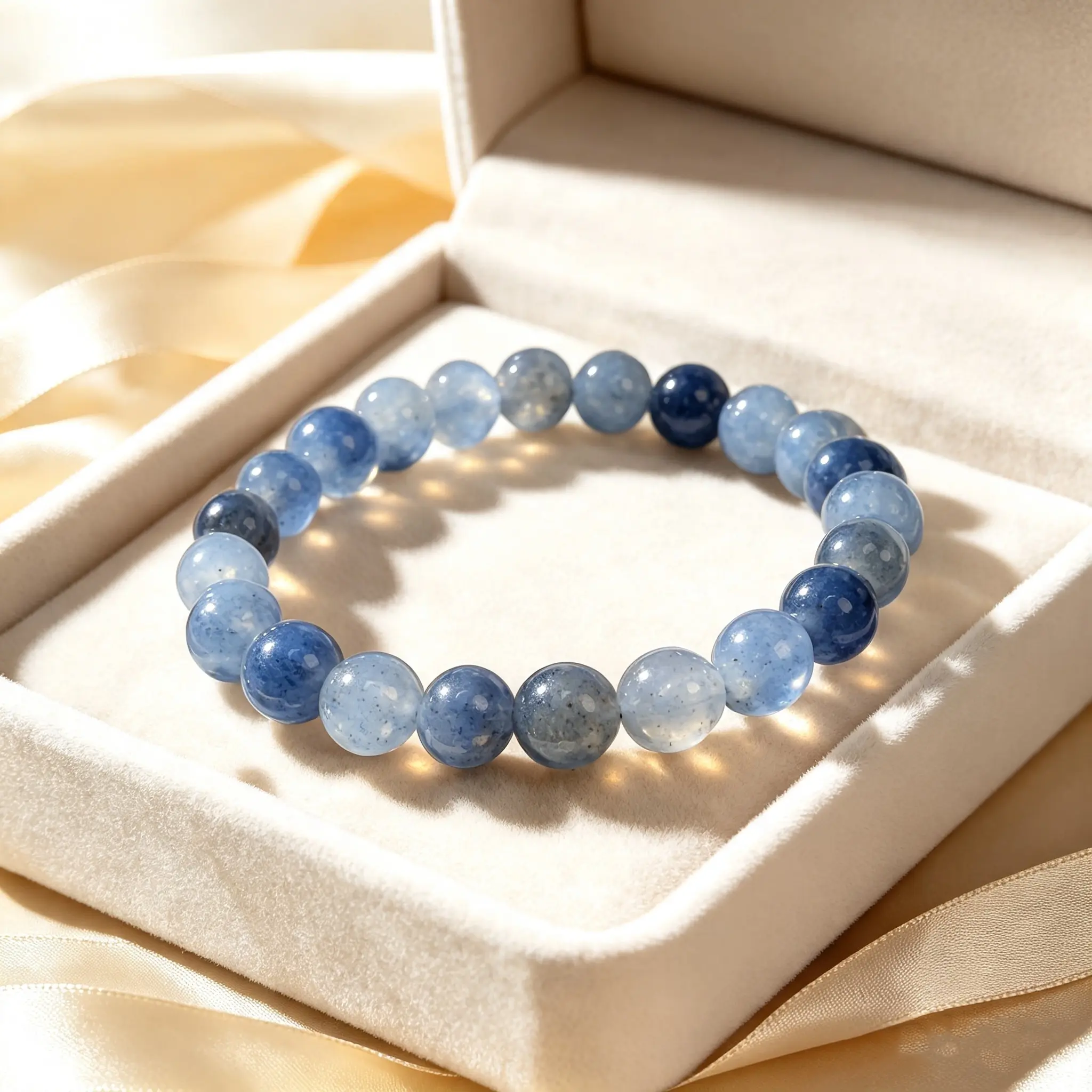 Women’s Unisex Natural Crystal Natural Blue Dongling Jade Bracelet, Versatile Jewelry Accessory