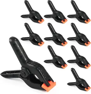 Spring Clamps, 4.5 Inch Large Plastic Clips for Balloon Arch Backdrop Craft Decoration, Heavy Duty, Black, 10 count