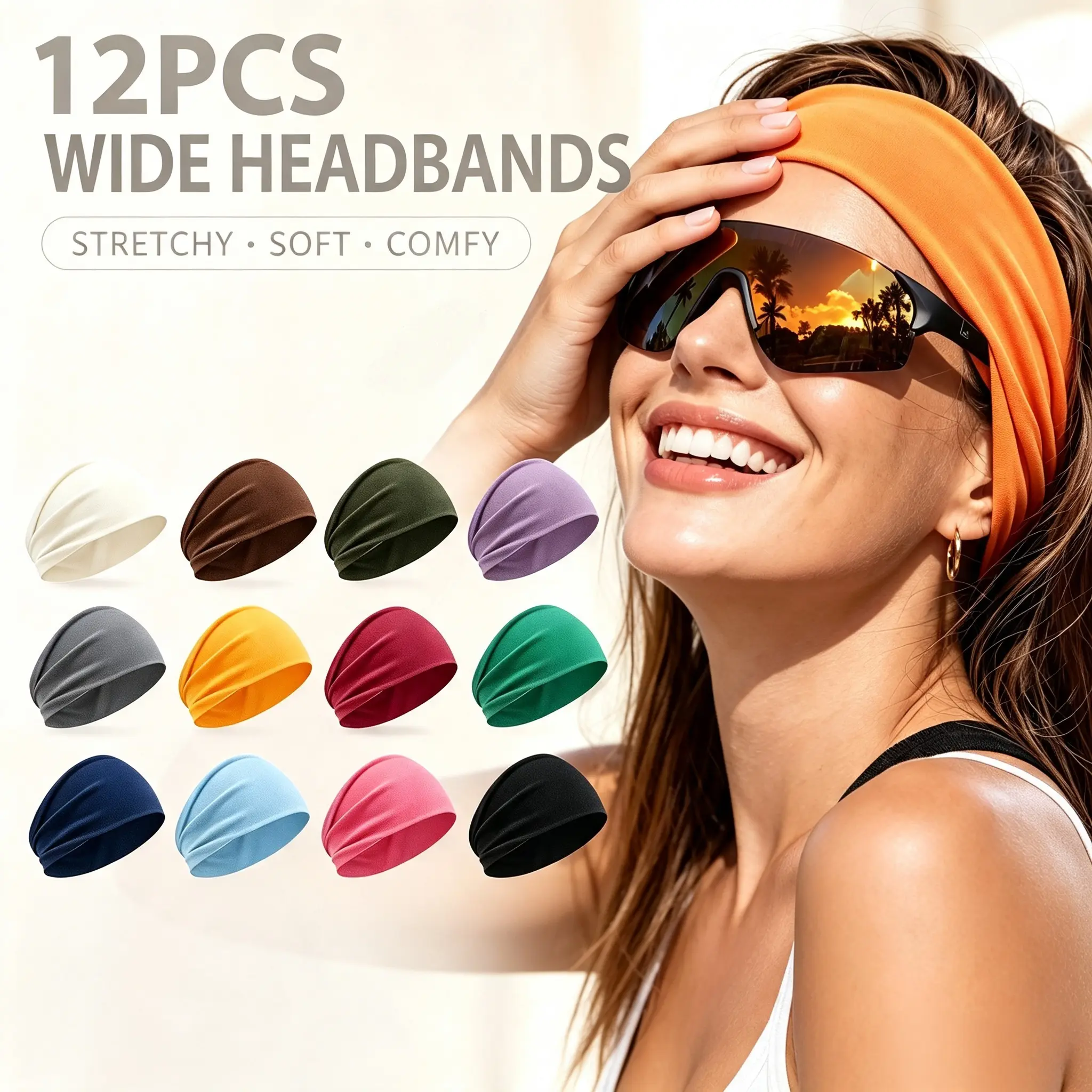 Women's Multi-Color Sports Training Headbands, Workout Headbands, Gym Headband, Elastic Sweat-Absorbing