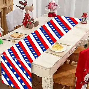 4th of July Table Runner American Stars and Stripes Patriotic Red White Blue Linen Table Flag Decorative Banner for Independence Day Party Home Dining Decor 2026
