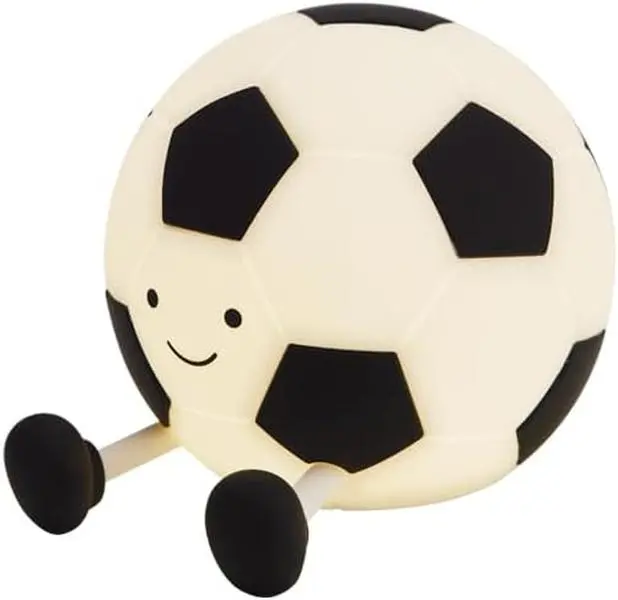 Soccer Football Themed Plastic Table Lamp - Rechargeable Dimmable Compact DC Power Supply Ambiance Lighting, Soft Touch, No Assembly, 8-12 Boys Teens Easter Gift, Home Game Decor, Table Lamps