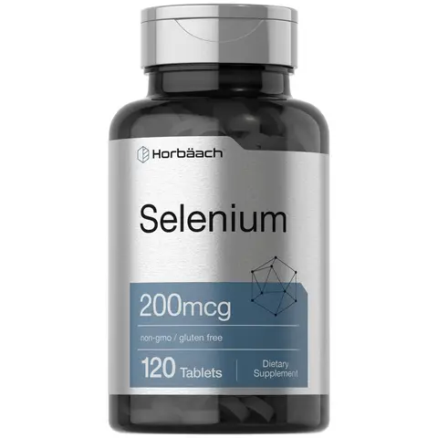 Horbäach Selenium 200mcg Supplement for Women & Men | 120 Tablets | Non-GMO and Gluten Free