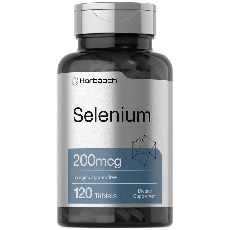 Horbäach Selenium 200mcg Supplement for Women & Men | 120 Tablets | Non-GMO and Gluten Free