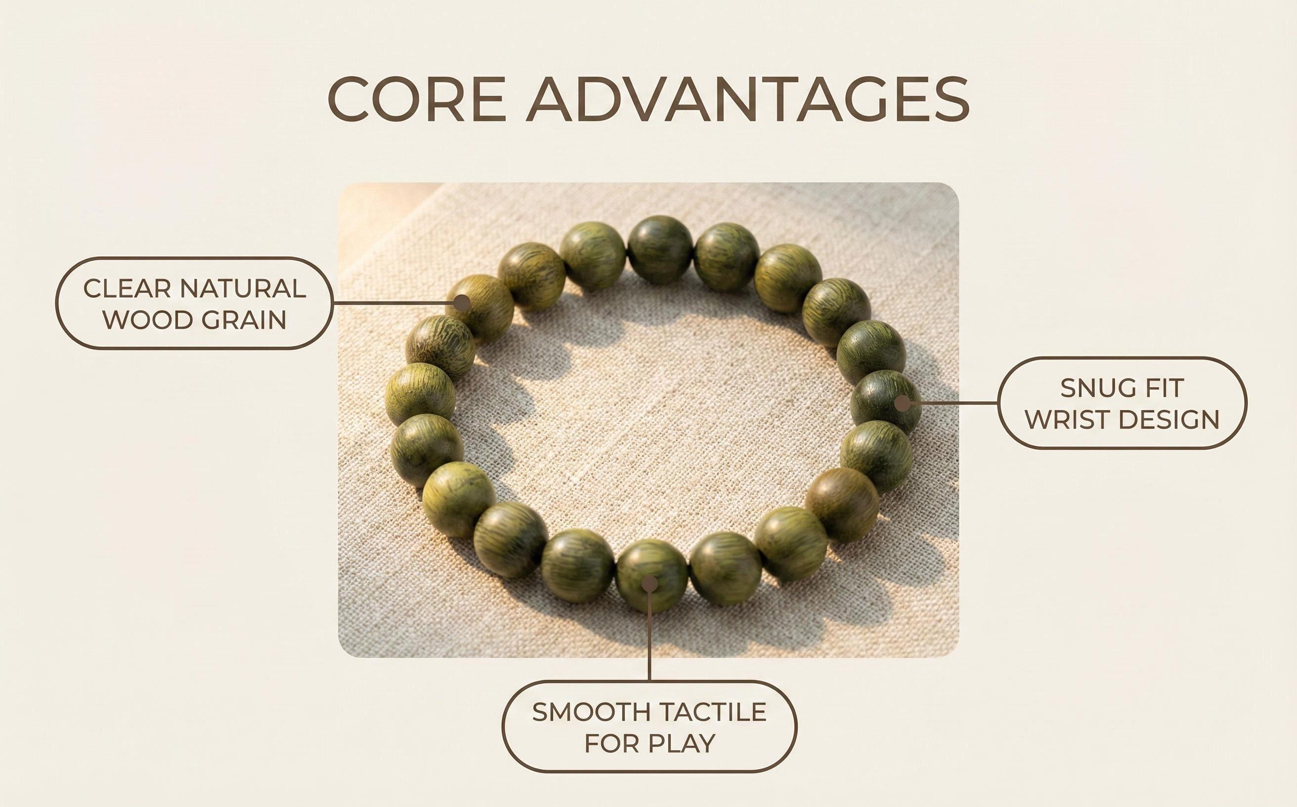 Hoexe Green Sandalwood Bracelet Trendy Fashion Elegant Portable Durable Nice Special-Interest Design Bracelet